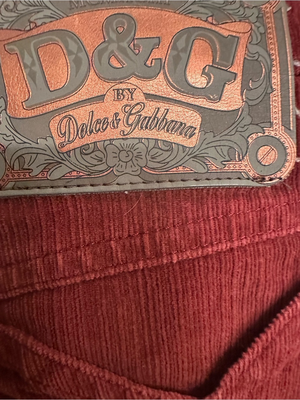 Dolce & Gabbana Women's Corduroy pencil skirt pockets in front/back brick red